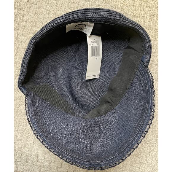 Eugenia Kim Navy Blue Woven Mia Cap Hat M NWT $290 Pleated Buckle Newsboy main image 9